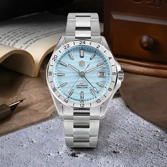 San Martin New 39mm Luxury Men’s Business Dress GMT Watch - Picture 1 of 9